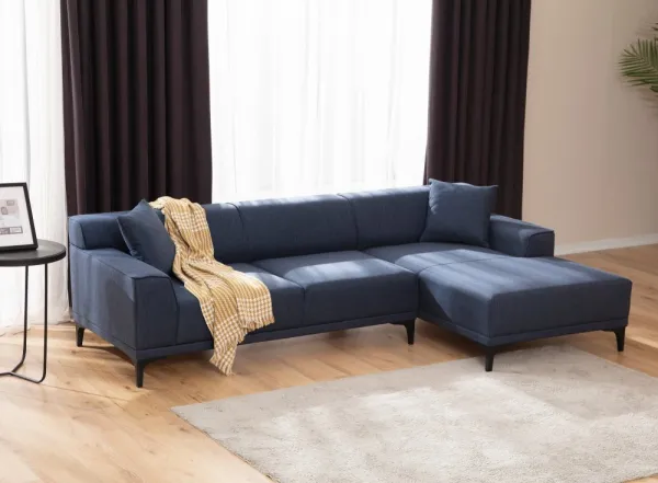 Hanah Home Rohová sedací souprava Petra 250 cm modrá pravá