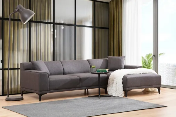 Hanah Home Rohová sedací souprava Petra 250 cm antracitová pravá