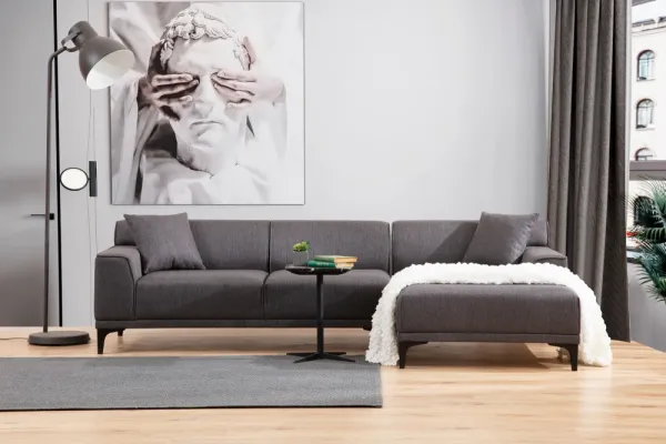 Hanah Home Rohová sedací souprava Petra 250 cm antracitová pravá