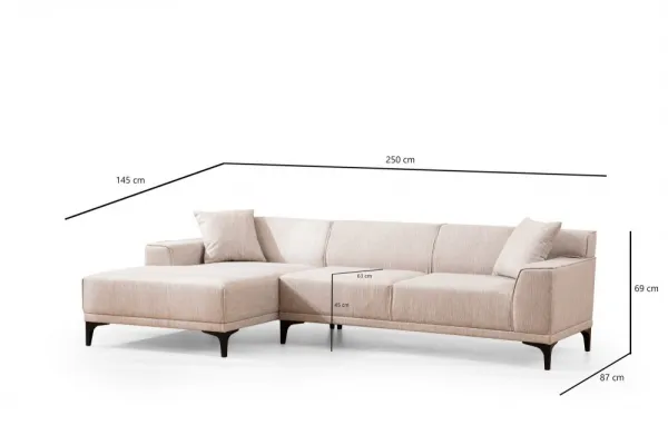 Hanah Home Rohová sedací souprava Petra 250 cm bílá levá