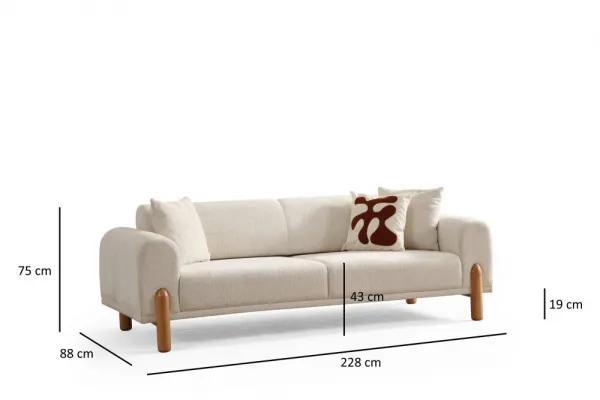 Trojmiestna rozkladacia pohovka Lyke 3 Seater - Cream