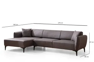 Hanah Home Rohová sedací souprava Belissimo 270 cm tmavě šedá levá