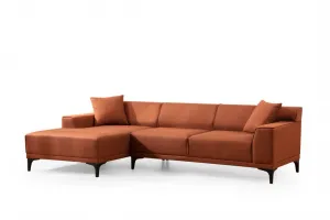 Hanah Home Rohová sedací souprava Petra 250 cm oranžová levá