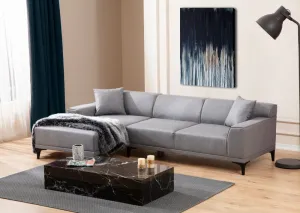 Hanah Home Rohová sedací souprava Petra 250 cm světle šedá levá