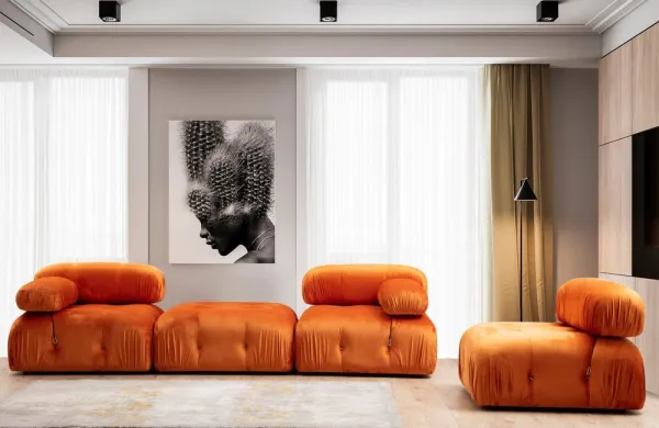 Taburetka Bubble Pouffe - Orange