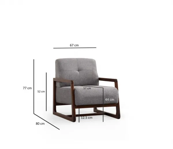 Kreslo ušiak Athena Bergere - Light Grey, Walnut