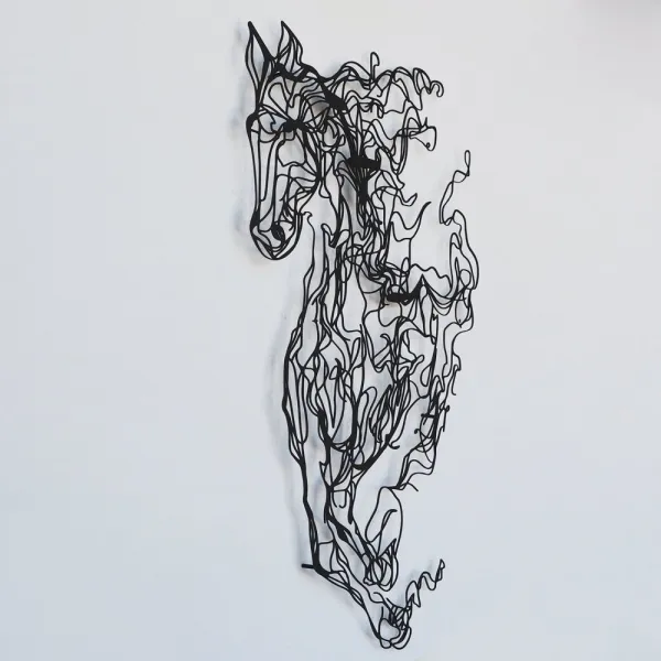 Dekoratívny kovový doplnok na stenu Metal Horse Line Art - APT724