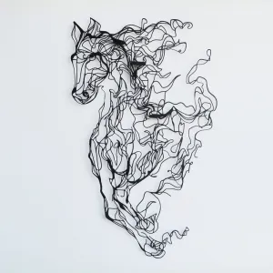 Dekoratívny kovový doplnok na stenu Metal Horse Line Art - APT724