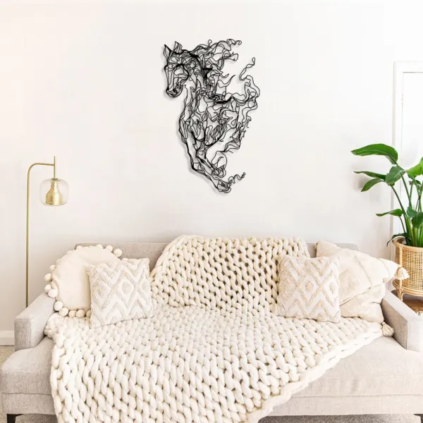 Dekoratívny kovový doplnok na stenu Metal Horse Line Art - APT724