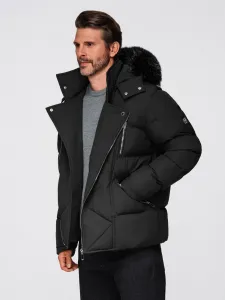 Pánska bunda s kapucňou OMBRE Jacket OM-JAHP-0252 V-1 black