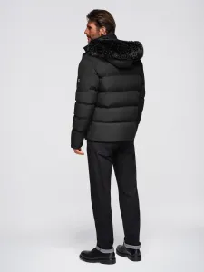 Pánska bunda s kapucňou OMBRE Jacket OM-JAHP-0252 V-1 black