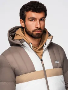 Ombre Colorful retro men's sports jacket - beige and white