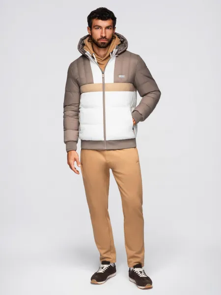 Ombre Colorful retro men's sports jacket - beige and white