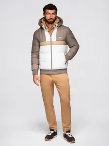 Ombre Colorful retro men's sports jacket - beige and white