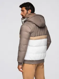 Ombre Colorful retro men's sports jacket - beige and white