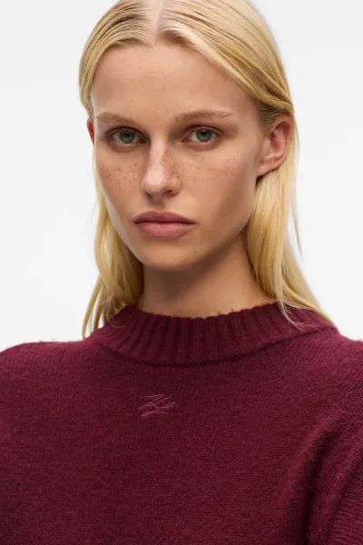 Sveter Karl Lagerfeld Polo Knit Cape Windsor Burgundy