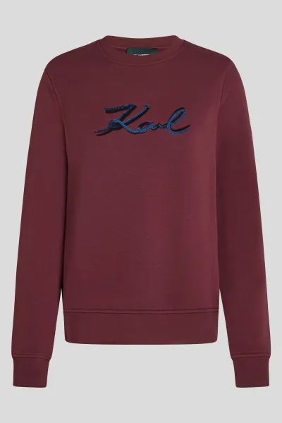 Mikina Karl Lagerfeld Signature Sequins Sweatshirt Windsor Burgundy