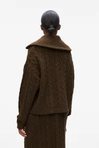 Sveter Karl Lagerfeld Cable Knit Zip Up Java