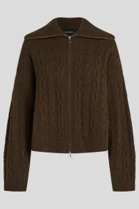 Sveter Karl Lagerfeld Cable Knit Zip Up Java