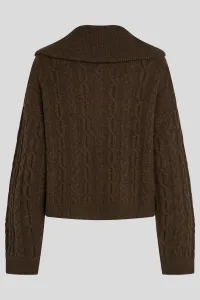 Sveter Karl Lagerfeld Cable Knit Zip Up Java