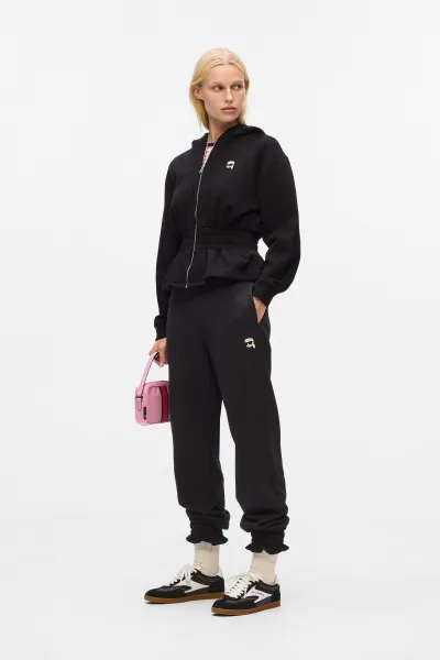 Mikina Karl Lagerfeld Ikon Patch Cinched Zip Hoodie Black