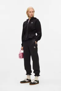 Mikina Karl Lagerfeld Ikon Patch Cinched Zip Hoodie Black