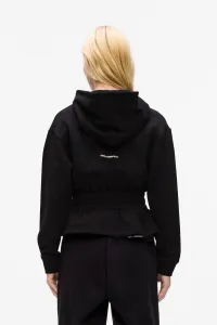 Mikina Karl Lagerfeld Ikon Patch Cinched Zip Hoodie Black