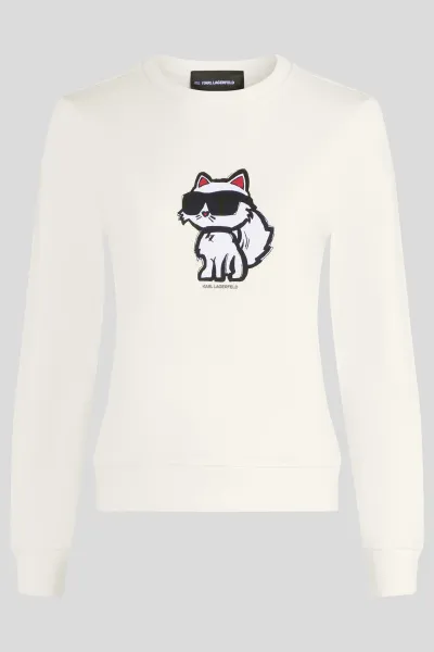 Mikina Karl Lagerfeld Ikon Sketch C Sweatshirt Cannoli Cream