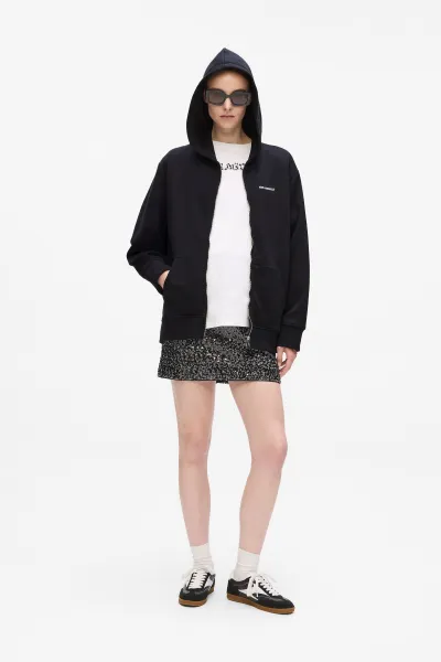 Mikina Karl Lagerfeld Snow Leo Logo Zip Hoodie Black