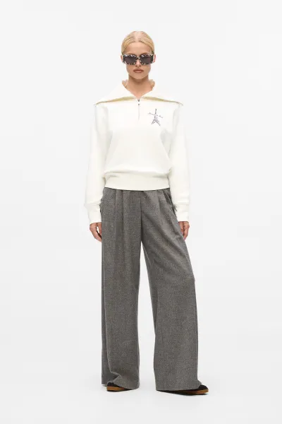 Mikina Karl Lagerfeld Paris Sketch Eiffel Half Zip Cannoli Cream