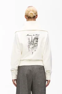 Mikina Karl Lagerfeld Paris Sketch Eiffel Half Zip Cannoli Cream