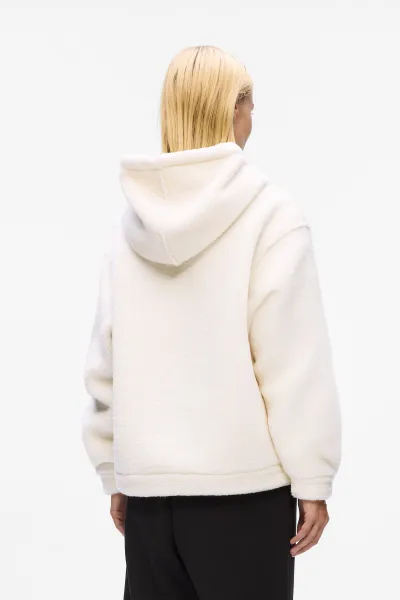Mikina Karl Lagerfeld Ikon Patch Teddy Hoodie Cannoli Cream