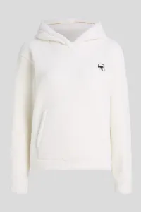 Mikina Karl Lagerfeld Ikon Patch Teddy Hoodie Cannoli Cream