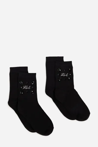 Ponožky Karl Lagerfeld K/Signature Gem Socks 2P Black