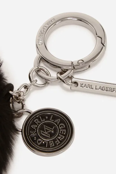 Kľúčenka Karl Lagerfeld K/Circle Faux Fur Keychain Black