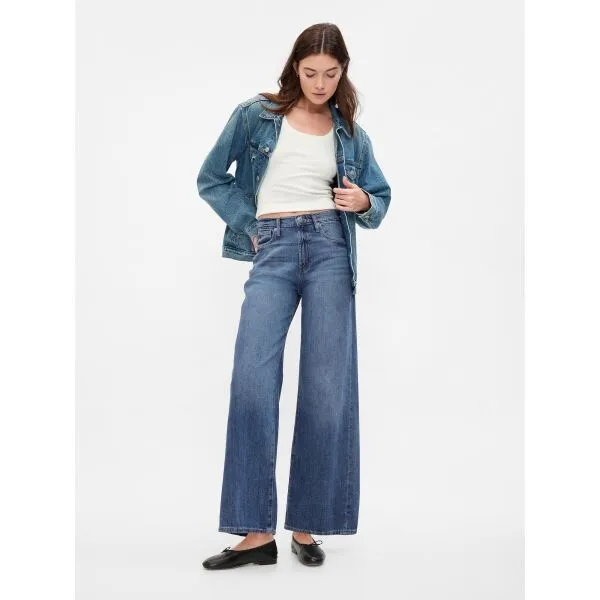 GAP V-HR WIDE LEG MED FRISCO Dámske džínsy, modrá, veľkosť