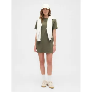 GAP V-FRCH LOGO TEE DRESS Dámske šaty, khaki, veľkosť