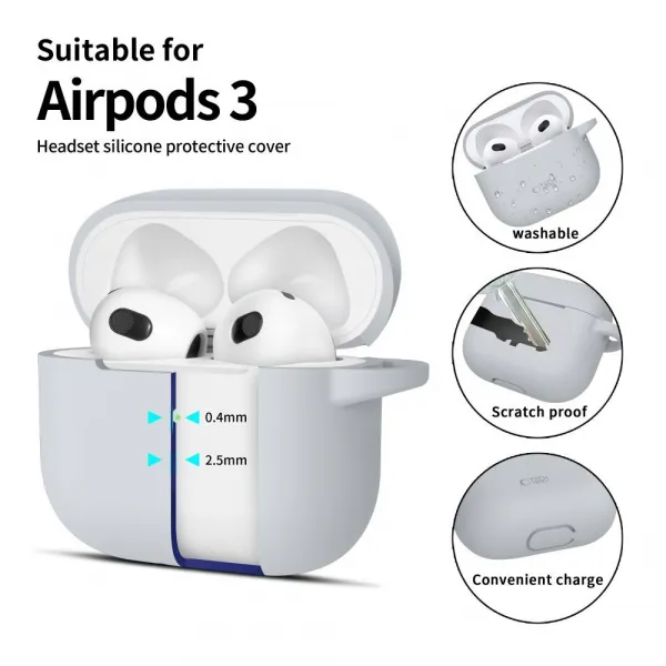 Tech-Protect Silicone Hook puzdro na Apple AirPods 3, sivé