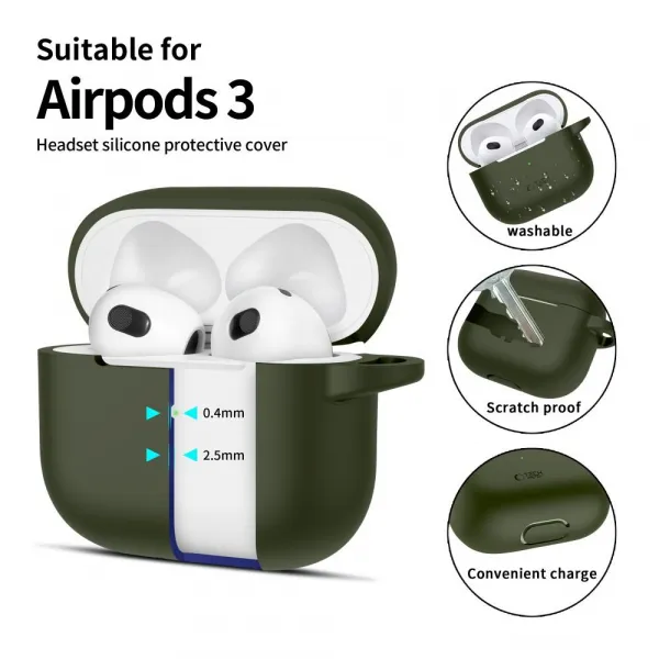 Tech-Protect Silicone Hook puzdro na Apple AirPods 3, zelené