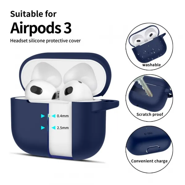 Tech-Protect Silicone Hook puzdro na Apple AirPods 3, tmavomodré
