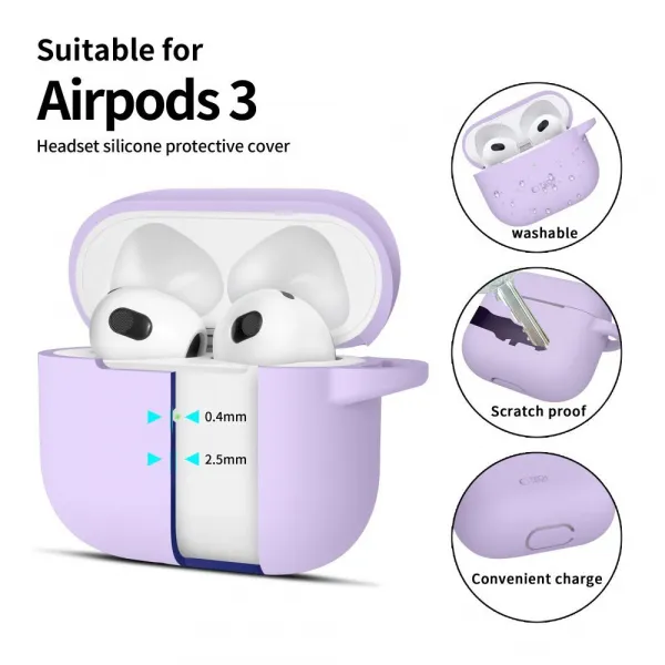 Tech-Protect Silicone Hook puzdro na Apple AirPods 3, fialové