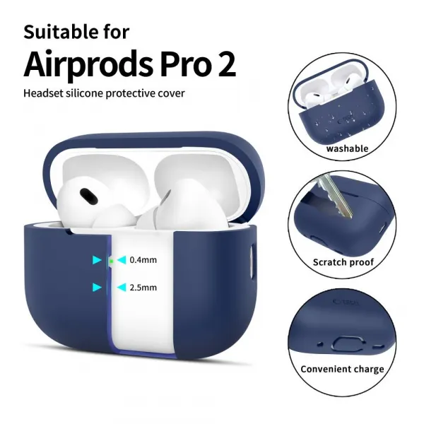 Tech-Protect Silikónové puzdro, Apple AirPods Pro 1 / 2, modré