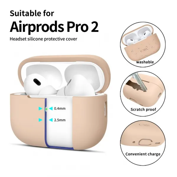 Tech-Protect Silikónové puzdro, Apple AirPods Pro 1 / 2, béžové