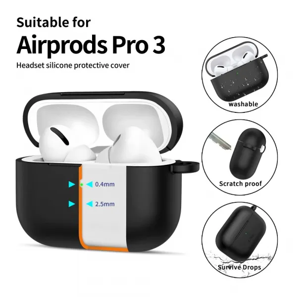 Tech-Protect Silikónové puzdro, Apple AirPods Pro 3, čierne