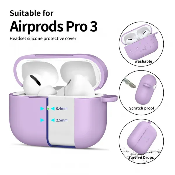 Tech-Protect Silikónové puzdro, Apple AirPods Pro 3, fialové