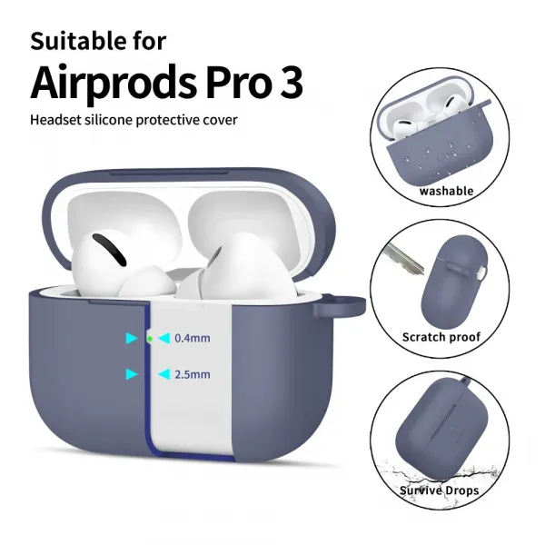 Tech-Protect Silikónové puzdro, Apple AirPods Pro 3, svetlo modré