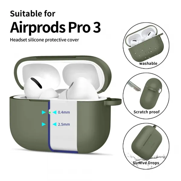 Tech-Protect Silikónové puzdro, Apple AirPods Pro 3, zelené
