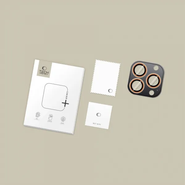 Tech-Protect CamRing Fit ochranné sklo na kameru na iPhone 14/15/16/17 Pro / Max, oranžové