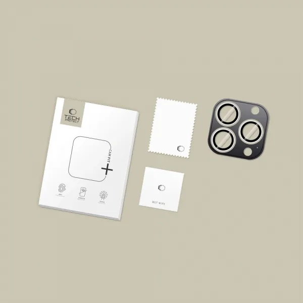 Tech-Protect CamRing Fit ochranné sklo na kameru na iPhone 14/15/16/17 Pro / Max, strieborné
