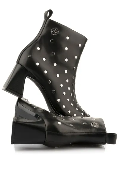 Členková Obuv Karl Lagerfeld Beata Studs Ankle Zip Black Lthr W/Silver